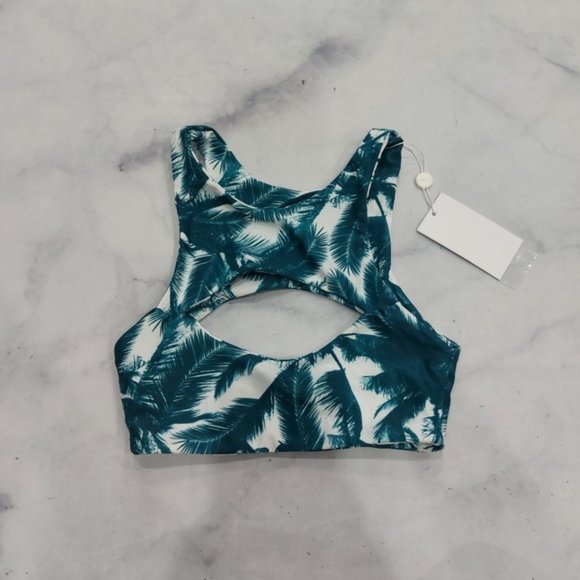 Mikoh Swim MARRAKESH Cut Out Crop Bikini Top Tropical - Picture 2 of 5